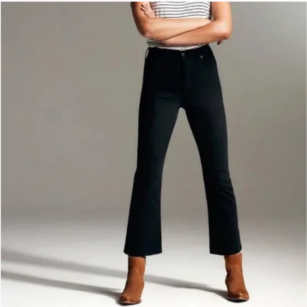 Aritzia Denim Forum Bailey High Rise Crop Flare Bootcut Black Jeans (25)